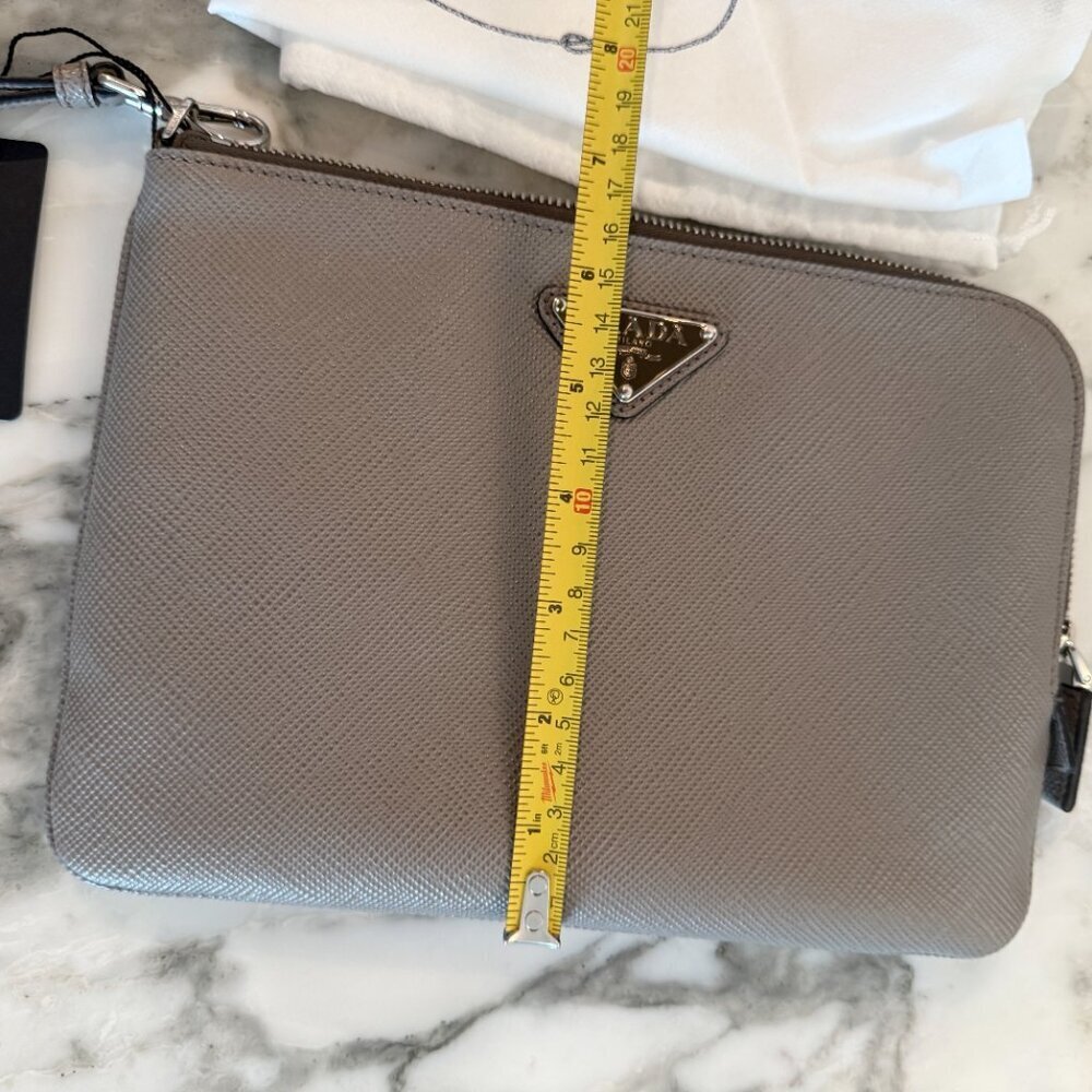 Prada‎ Grey Saffiano Leather Pouch Bag, 2NH024 - Picture 11 of 16